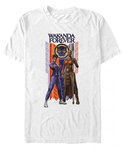 Men's Wakanda Forever Duo Banner Short Sleeve T-shirt White $14.70 T-Shirts