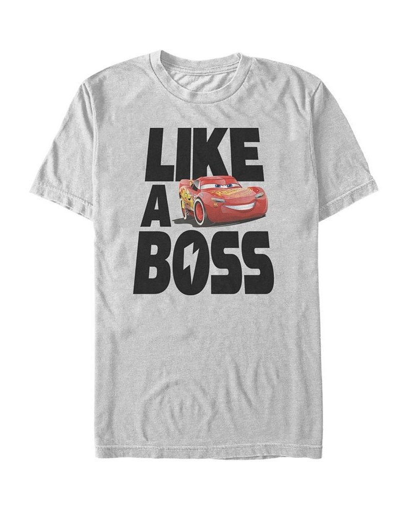 Disney Pixar Men's Cars 3 McQueen Like a Boss, Short Sleeve T-Shirt Gray $14.70 T-Shirts