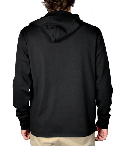 Men's Slub Knit Solid Drawstring Hoodie Black $52.50 Sweaters