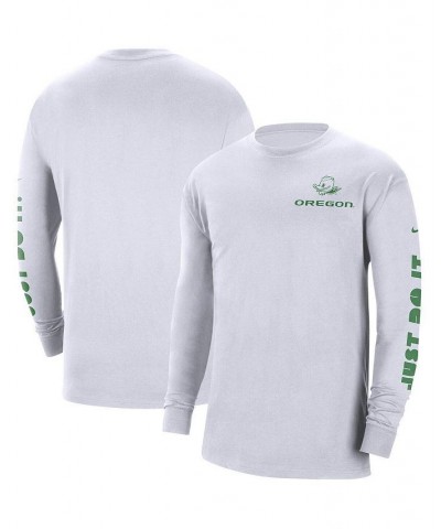 Men's White Oregon Ducks Heritage Max 90 Long Sleeve T-shirt $20.25 T-Shirts