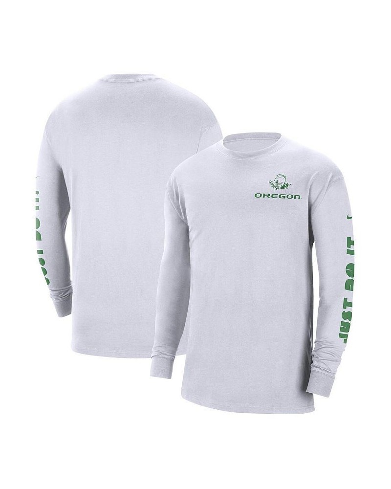 Men's White Oregon Ducks Heritage Max 90 Long Sleeve T-shirt $20.25 T-Shirts