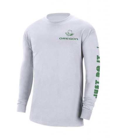 Men's White Oregon Ducks Heritage Max 90 Long Sleeve T-shirt $20.25 T-Shirts