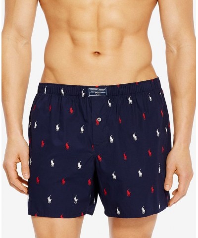 Men's Underwear, Allover Pony Woven Boxers Cruise Navy $18.24 Underwear