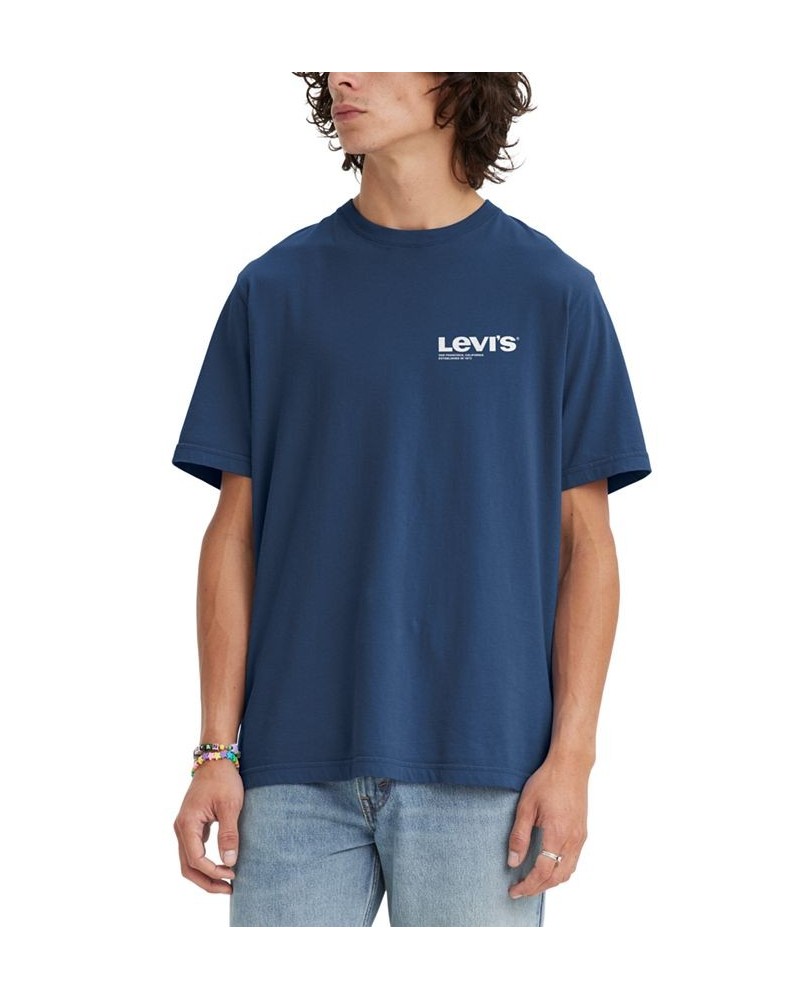 Men's Relaxed-Fit Short Sleeve Crewneck Graphic T-Shirt Blue $18.54 T-Shirts