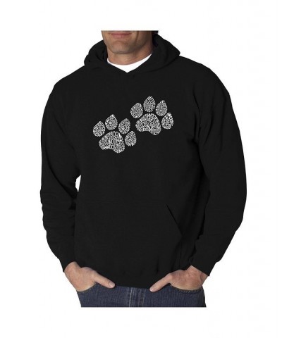 Men's Word Art Hoodie - Woof Paw Prints Black $28.20 Sweatshirt