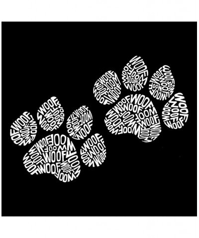 Men's Word Art Hoodie - Woof Paw Prints Black $28.20 Sweatshirt