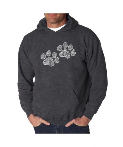 Men's Word Art Hoodie - Woof Paw Prints Black $28.20 Sweatshirt