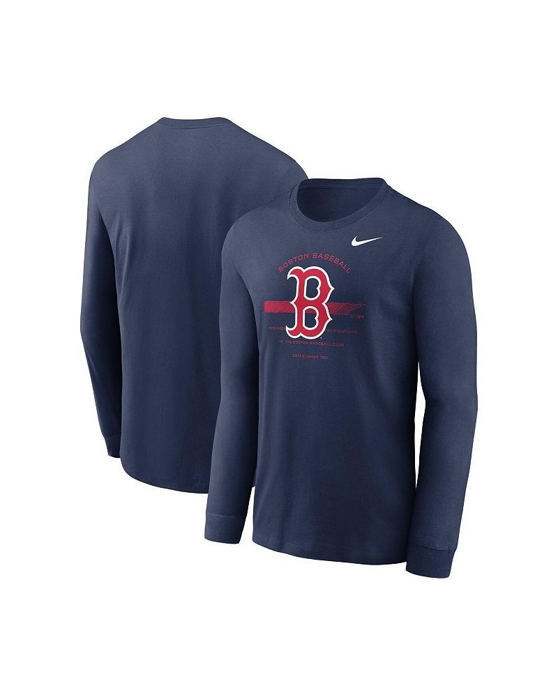 Men's Navy Boston Red Sox Over Arch Performance Long Sleeve T-shirt $25.00 T-Shirts