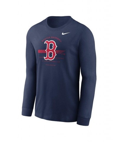 Men's Navy Boston Red Sox Over Arch Performance Long Sleeve T-shirt $25.00 T-Shirts