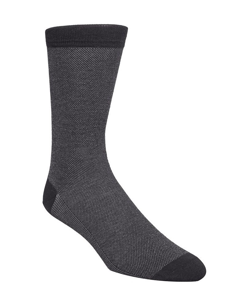 Men's PiquÉ Knit Textured Crew Socks Black $10.20 Socks