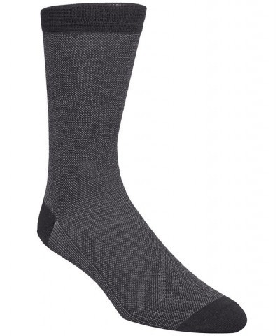 Men's PiquÉ Knit Textured Crew Socks Black $10.20 Socks