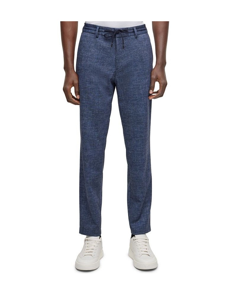 BOSS Men's Slim-Fit Melange Stretch Jersey Trousers Blue $62.40 Pants