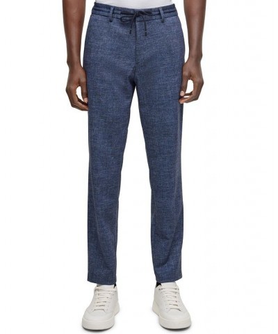 BOSS Men's Slim-Fit Melange Stretch Jersey Trousers Blue $62.40 Pants