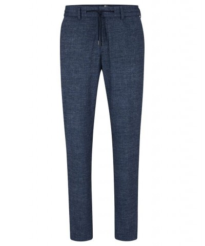 BOSS Men's Slim-Fit Melange Stretch Jersey Trousers Blue $62.40 Pants