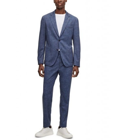 BOSS Men's Slim-Fit Melange Stretch Jersey Trousers Blue $62.40 Pants