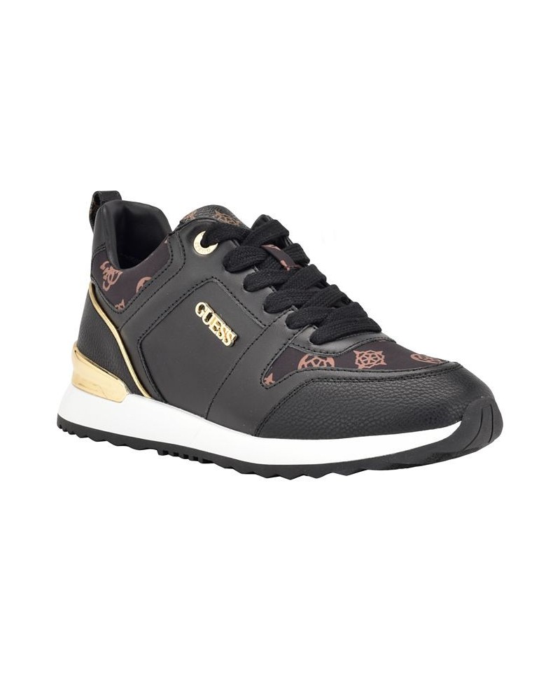 Women's Kadlin Logo Detailed Retro Jogger Sneakers Black $45.78 Shoes