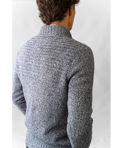 Mens' Mock Neck Button Placket Sweater Gray $29.97 Sweaters