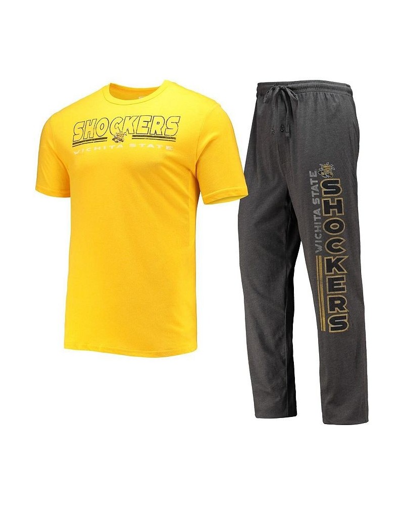 Men's Heathered Charcoal, Yellow Wichita State Shockers Meter T-shirt and Pants Sleep Set $31.50 Pajama