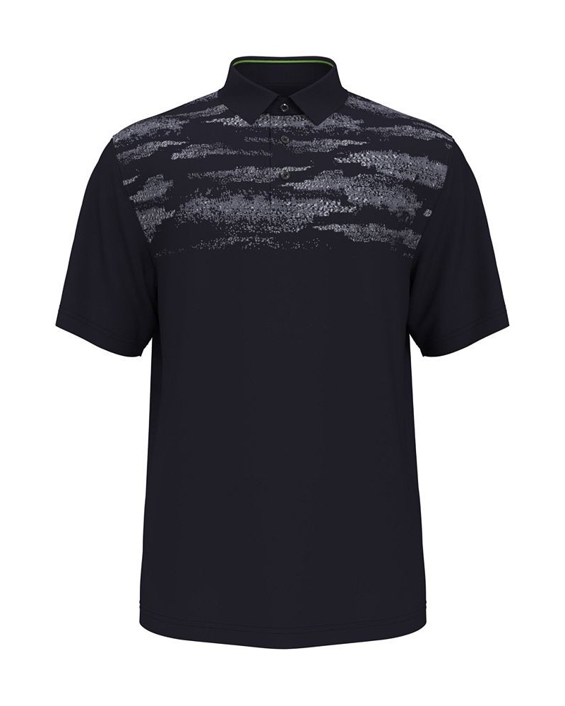 Men's Athletic-Fit Terrain Texture Print Golf Polo Ombre Blue $18.23 Polo Shirts