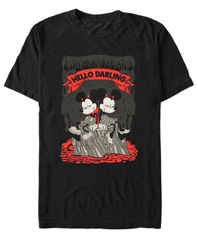 Men's Mickey Classic Hello Darling Short Sleeves T-shirt Black $15.40 T-Shirts