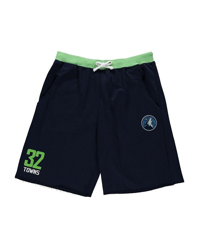 Men's Karl-Anthony Towns Navy Minnesota Timberwolves Big and Tall French Terry Name and Number Shorts $21.50 Shorts