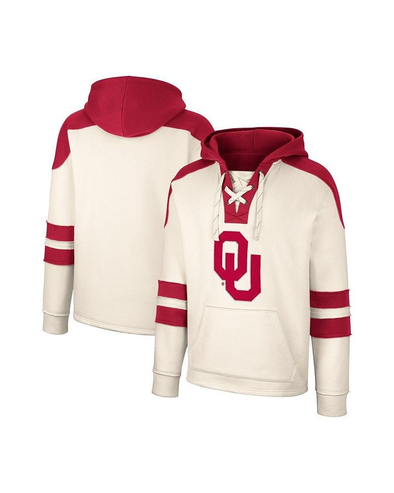 Men's Cream Oklahoma Sooners Lace-Up 4.0 Vintage-Like Pullover Hoodie $37.50 Sweatshirt