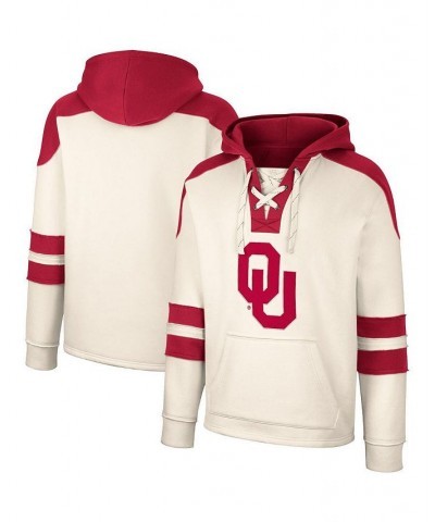 Men's Cream Oklahoma Sooners Lace-Up 4.0 Vintage-Like Pullover Hoodie $37.50 Sweatshirt