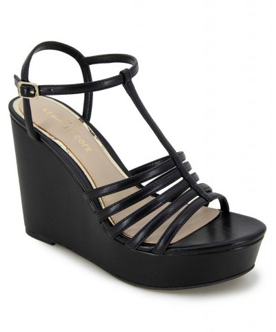 Women's Celia Platform Wedge Sandals Black $58.05 Shoes