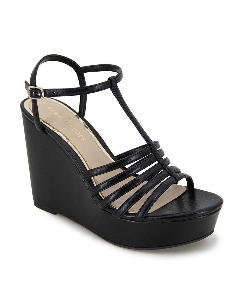 Women's Celia Platform Wedge Sandals Black $58.05 Shoes