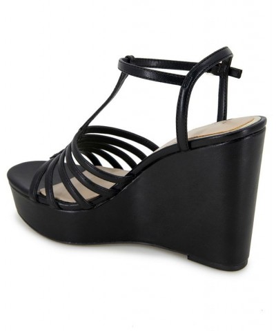 Women's Celia Platform Wedge Sandals Black $58.05 Shoes