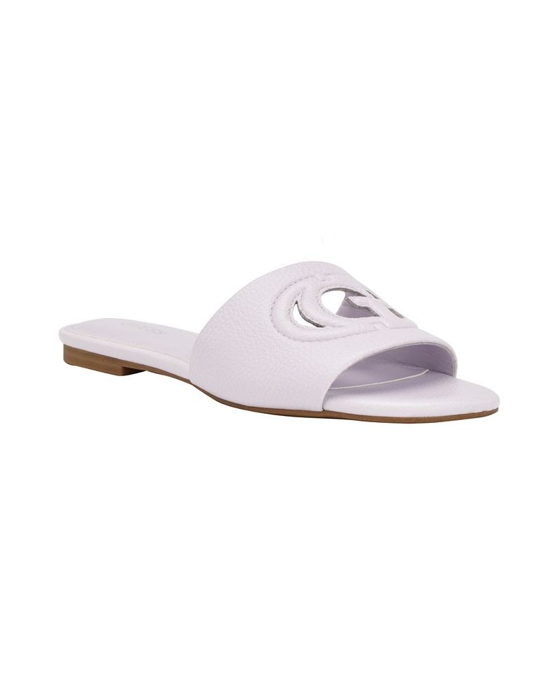 Women's Tashia Cutout Logo Slide Sandals Purple $38.27 Shoes