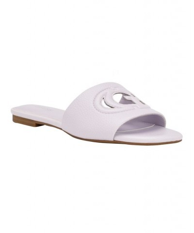 Women's Tashia Cutout Logo Slide Sandals Purple $38.27 Shoes