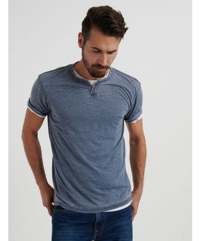 Men's Classic Venice Burnout Notch T-Shirt Blue $15.37 Shirts