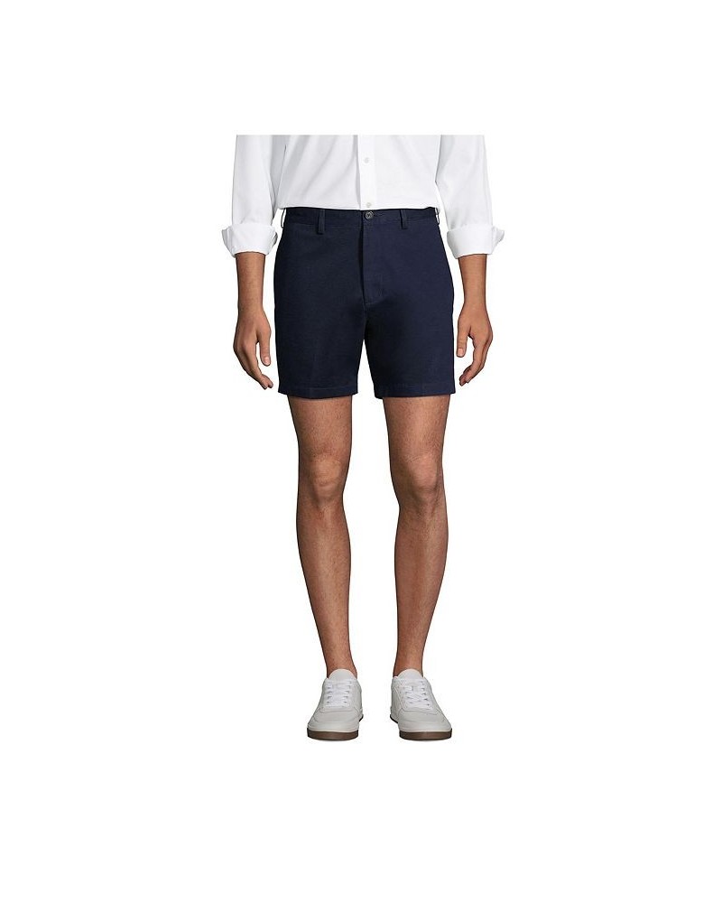 Men's Traditional Fit 6 Inch No Iron Chino Shorts Blue $25.98 Shorts