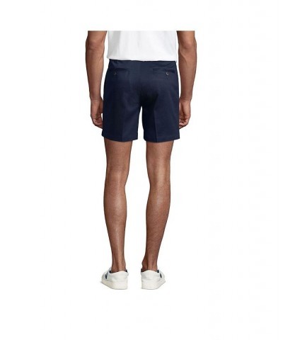 Men's Traditional Fit 6 Inch No Iron Chino Shorts Blue $25.98 Shorts