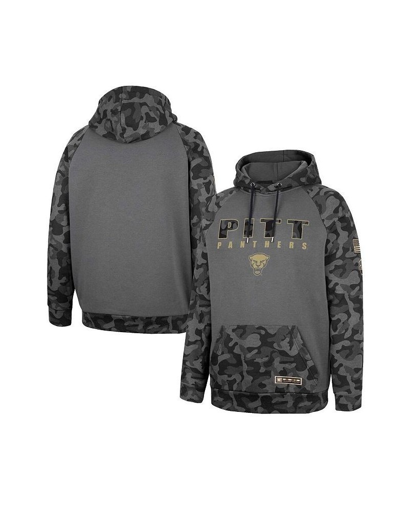 Men's Charcoal Pitt Panthers OHT Military-Inspired Appreciation Camo Stack Raglan Pullover Hoodie $32.50 Sweatshirt