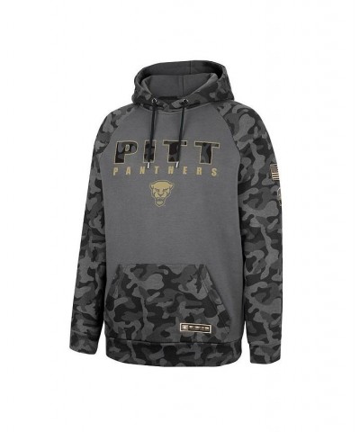 Men's Charcoal Pitt Panthers OHT Military-Inspired Appreciation Camo Stack Raglan Pullover Hoodie $32.50 Sweatshirt