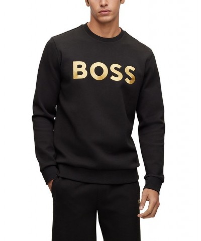 BOSS Men's Cotton-Blend Contrast Logo Relaxed-Fit Sweatshirt Black $63.84 Sweatshirt