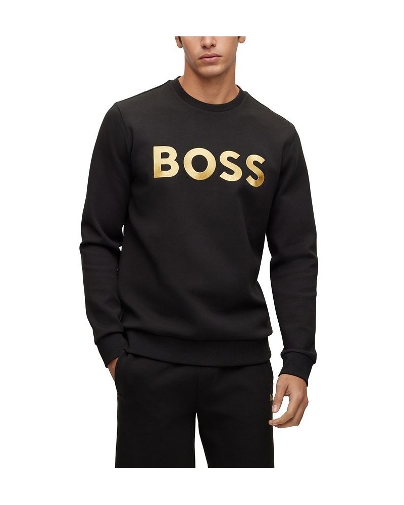 BOSS Men's Cotton-Blend Contrast Logo Relaxed-Fit Sweatshirt Black $63.84 Sweatshirt