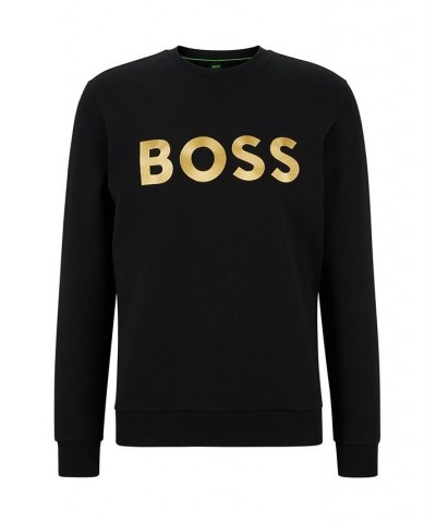 BOSS Men's Cotton-Blend Contrast Logo Relaxed-Fit Sweatshirt Black $63.84 Sweatshirt