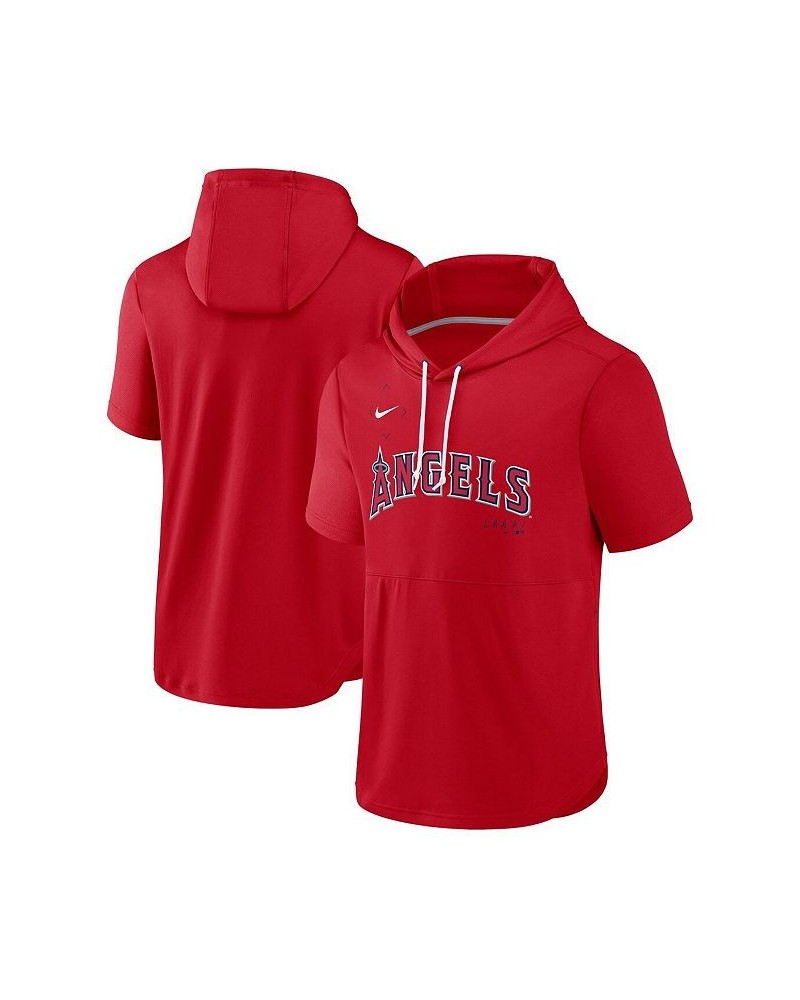 Men's Red Los Angeles Angels Springer Short Sleeve Team Pullover Hoodie $34.30 Sweatshirt