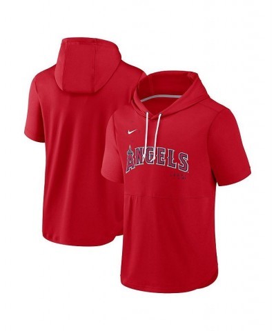 Men's Red Los Angeles Angels Springer Short Sleeve Team Pullover Hoodie $34.30 Sweatshirt