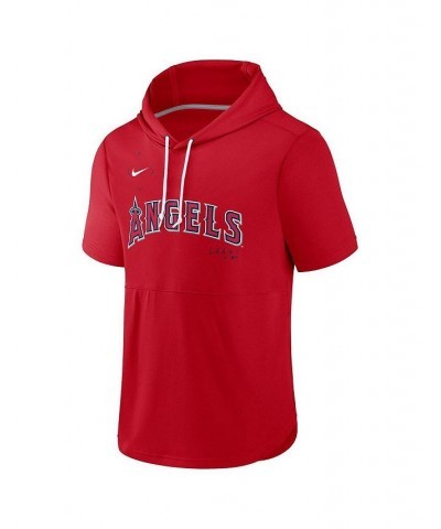 Men's Red Los Angeles Angels Springer Short Sleeve Team Pullover Hoodie $34.30 Sweatshirt