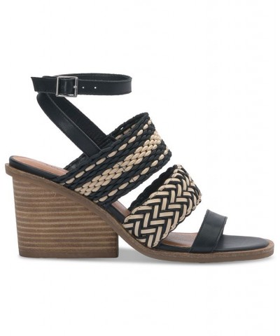 Women's Lissie Woven Ankle Strap Wedge Sandals Black $59.34 Shoes