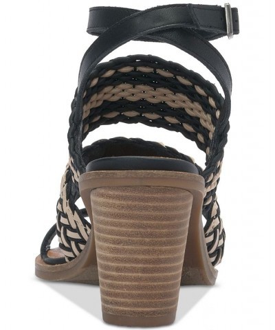 Women's Lissie Woven Ankle Strap Wedge Sandals Black $59.34 Shoes