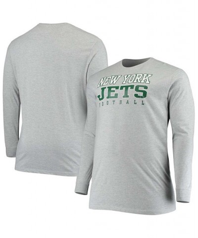 Men's Big and Tall Heathered Gray New York Jets Practice Long Sleeve T-shirt $16.00 T-Shirts