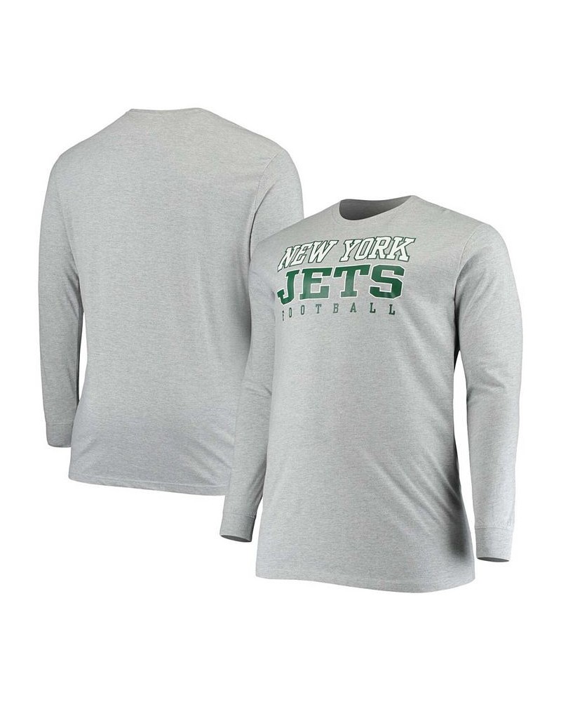 Men's Big and Tall Heathered Gray New York Jets Practice Long Sleeve T-shirt $16.00 T-Shirts