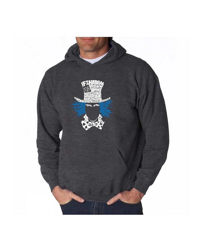 Men's Word Art Hoodie - The Mad Hatter Gray $27.00 Sweatshirt