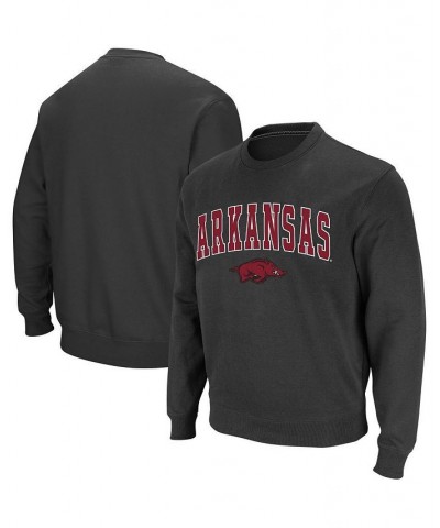 Men's Charcoal Arkansas Razorbacks Arch and Logo Crew Neck Sweatshirt $29.40 Sweatshirt