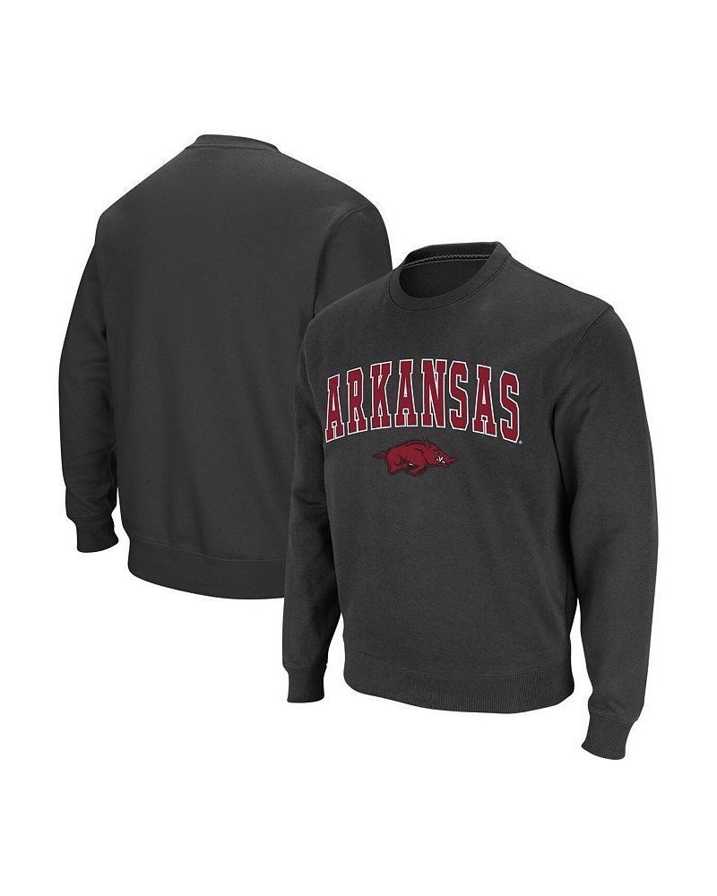 Men's Charcoal Arkansas Razorbacks Arch and Logo Crew Neck Sweatshirt $29.40 Sweatshirt